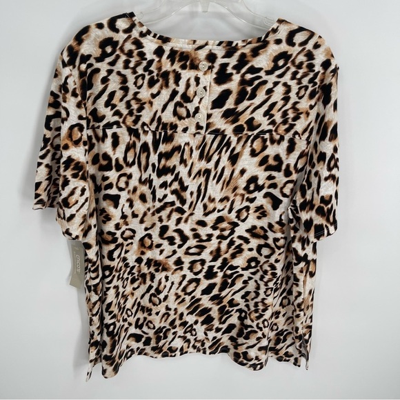 CHICO'S Womens Animal Print Top Leopard Short Sleeve Stretch NWT Size 4 (2X) - Picture 8 of 11